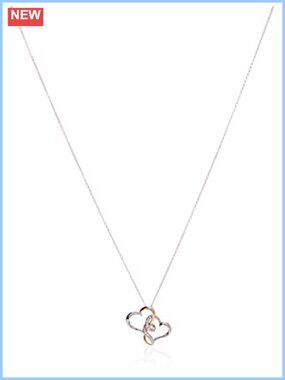 Sterling Silver Two Tone Heart Pendant Necklace Crystal 18"